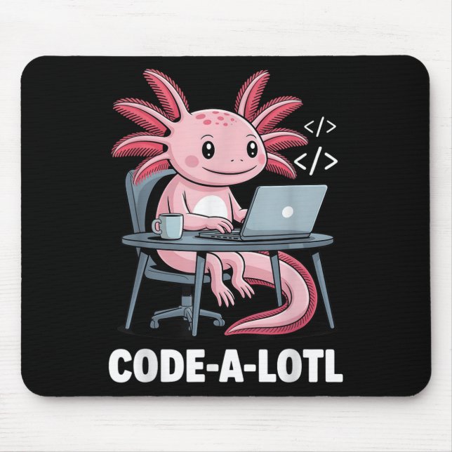 Code-alotl Funny Axolotl T-Shirt für Programmierer Mousepad (Vorne)
