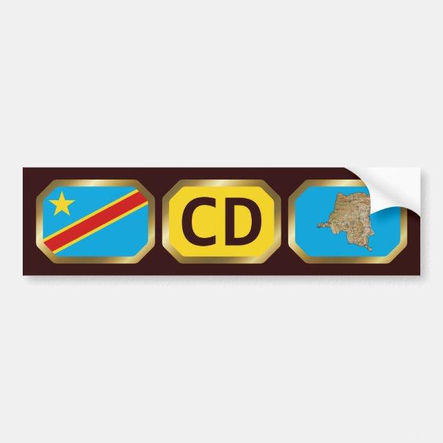 Code-Autoaufkleber der Flagge Kongo-Kinshasa Autoaufkleber (Vorne)