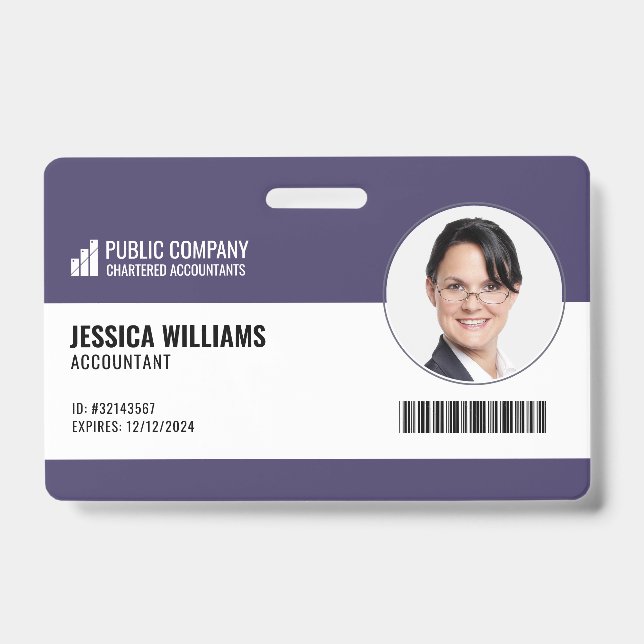 Code-barres moderne Code employé Badge d'ID employ (Front)