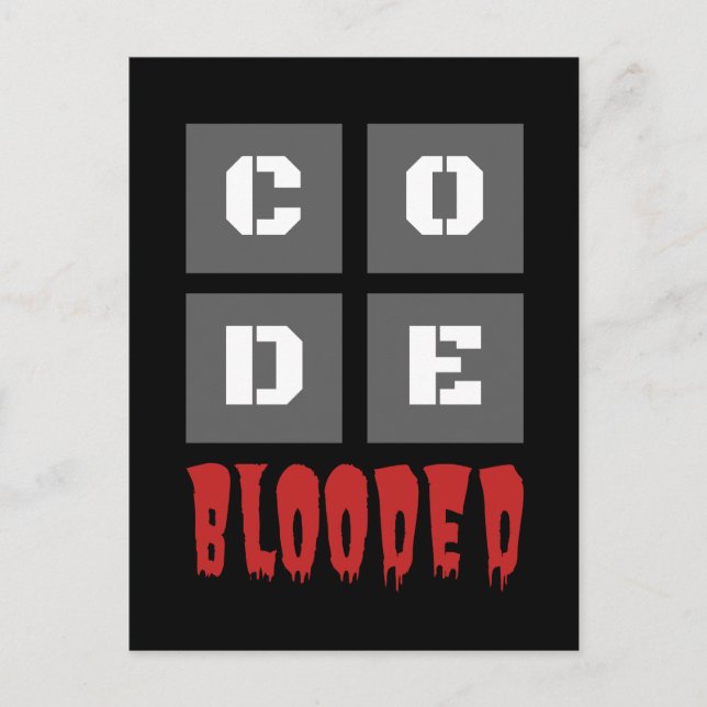 CODE Blooded Coded Computer Programmer Funny Postkarte (Vorderseite)