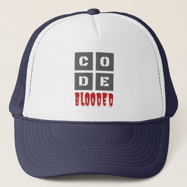CODE Blooded Coded Computer Programmer Funny Truckerkappe (Vorderseite)