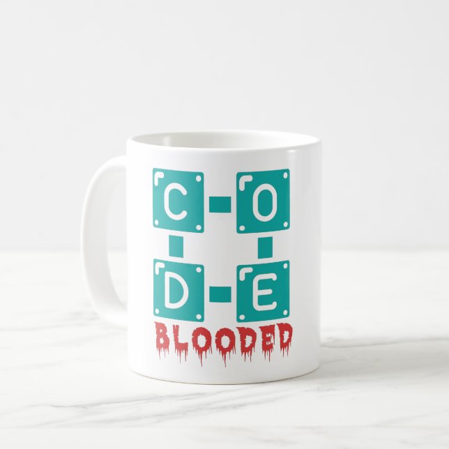 CODE BLOOOD - PROGRAMMER KAFFEETASSE (Vorderseite Links)
