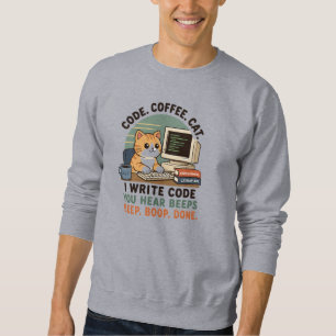 Code Coffee Cat Programmierer Humor Illustration Sweatshirt