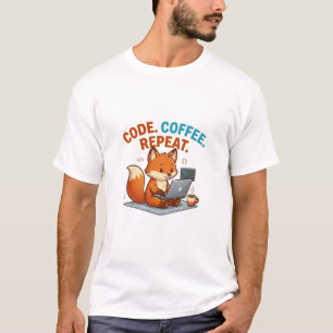 Code Coffee Repeat T-Shirt Süßer Fuchs Programmi