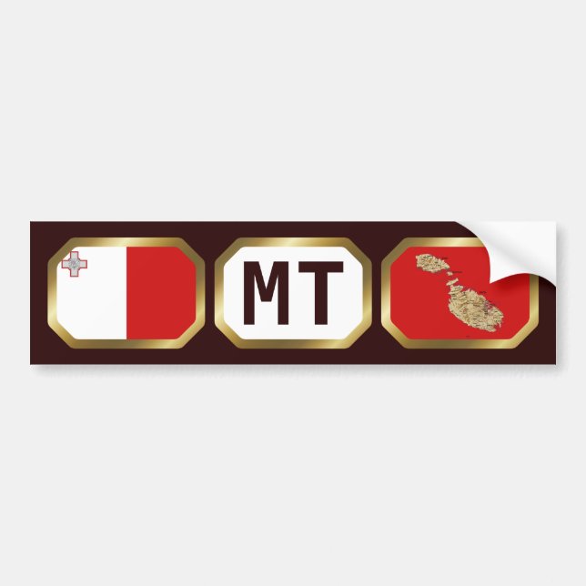 Code de la carte du drapeau maltais Bumper Sticker (Devant)
