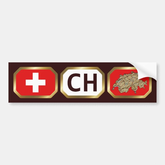 Code de la carte du drapeau suisse Bumper Sticker (Devant)