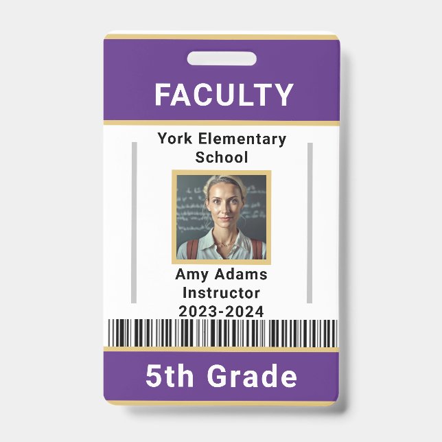 Code de l'enseignant de l'école Badge Modèle W/ Co (Avant)