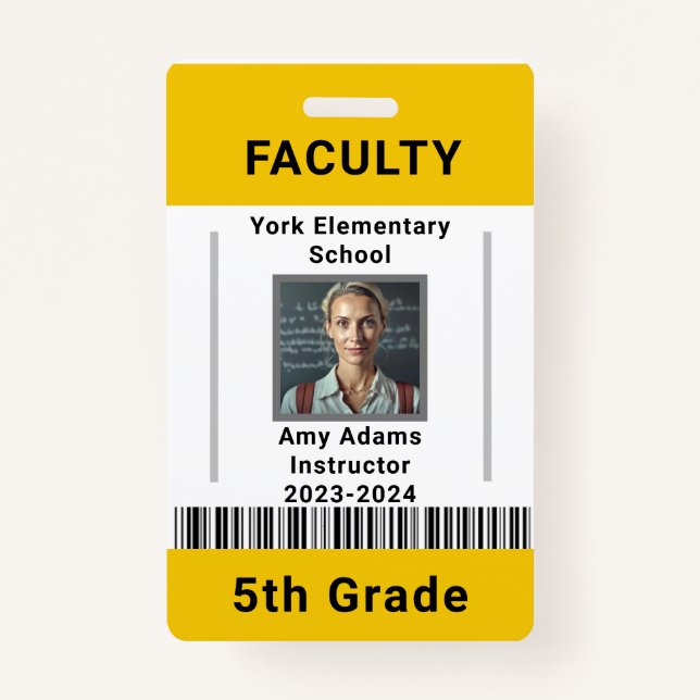 Code de l'enseignant de l'école Badge Modèle W/ Co (Devant)