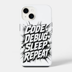 Code Debug Sleep Repeat iPhone 14 Hülle