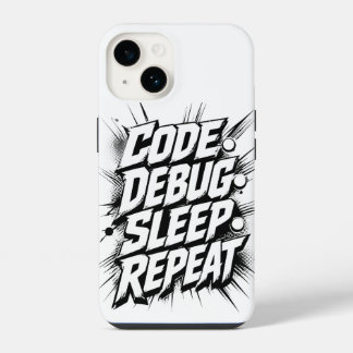 Code Debug Sleep Repeat iPhone 14 Hülle