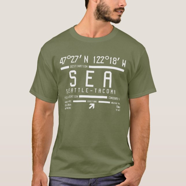 Code des Flughafens Seattle-Tacoma T-Shirt (Vorderseite)