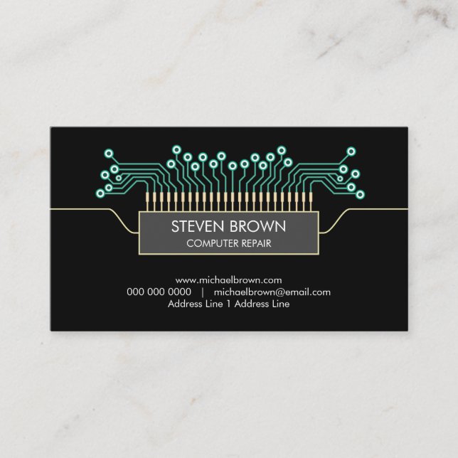 Code des Science Circuit Board des Computeringenie Visitenkarte (Vorderseite)