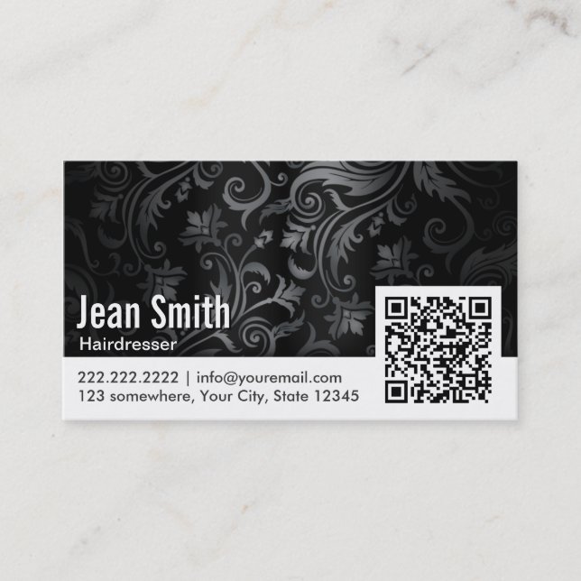 Code-Friseur-Visitenkarte der Blumenverzierungs-QR Visitenkarte (Vorderseite)