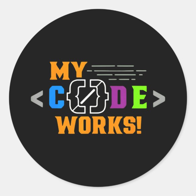 Code funktioniert lustig Programmierer codiert Sof Runder Aufkleber (Vorderseite)