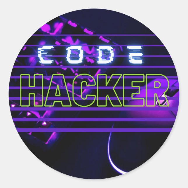 Code-Hacker Runder Aufkleber (Vorderseite)