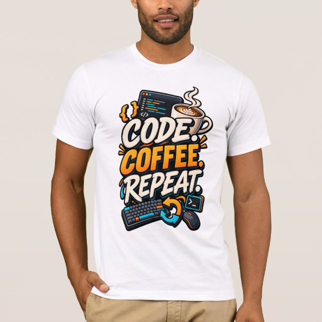Code Kaffee Wiederholen T-Shirt (Vorderseite)