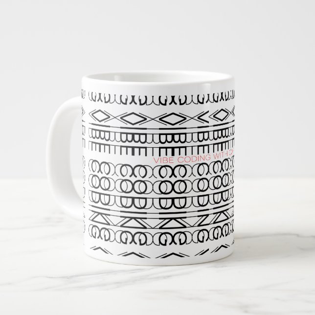 Code Loops & Coffein Vibes Jumbo-Tasse (Vorderseite Links)