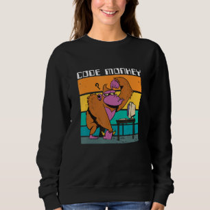 Code Monkey Gorilla Retro Coding Coder PC Nerd Gee Sweatshirt
