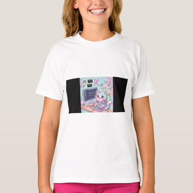Code & Purr T-shirt Chat Mignon Programmeur | Kawa (Devant)