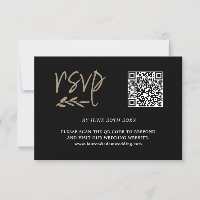 Code QR Black & Gold moderne RSVP (Devant)