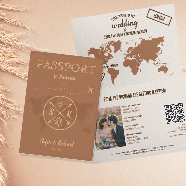 Code QR Boho Mariage Destination Carte de passepor (Créateur téléchargé)