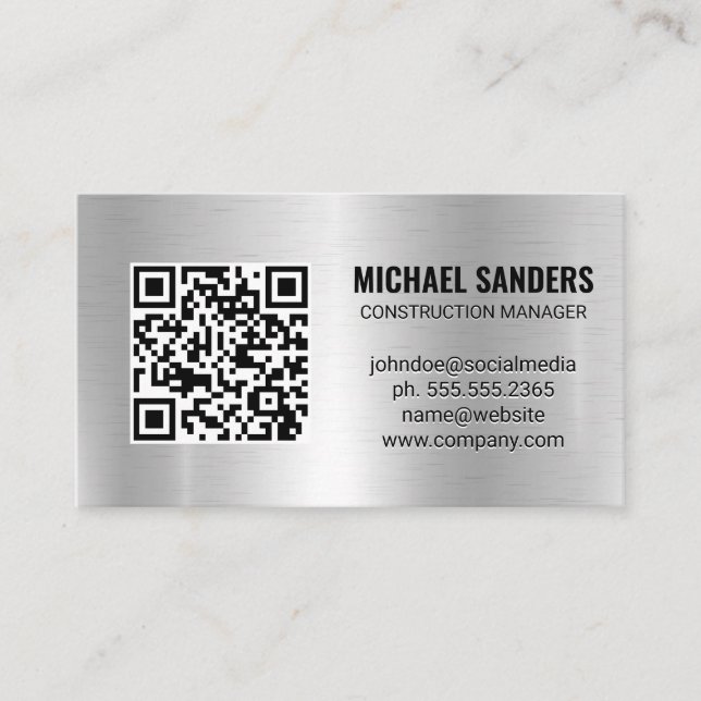 Code QR | Carte de visite Arrière - plan métalliqu (Devant)