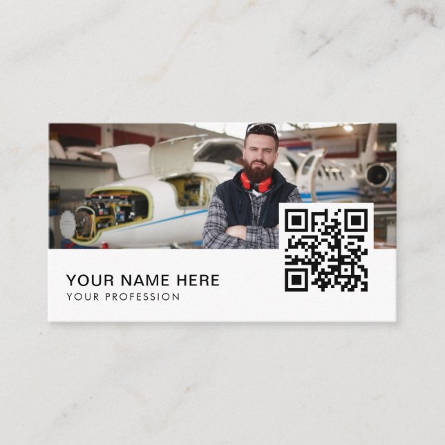 code QR carte de visite de mécanicien d'aéronef (Devant)