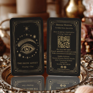 Code QR Carte de visite Tarot Céleste Rétro Or pou