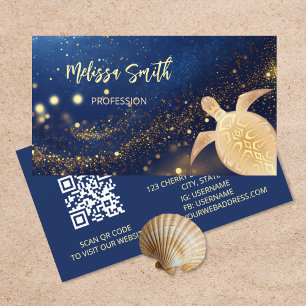 Code QR Carte de visite Tortue Tribale Or