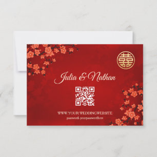 Code QR   Cherry Blossom Red RSVP Mariage chinois