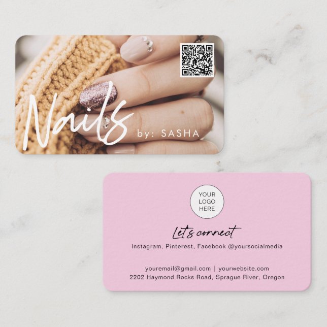 Code QR clous photo cartes de visite (Devant / Derrière)