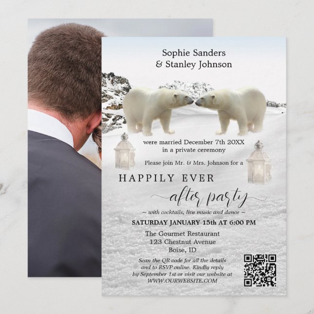 Code QR de l'ours polaire Photo après invitation d (Devant / Derrière)