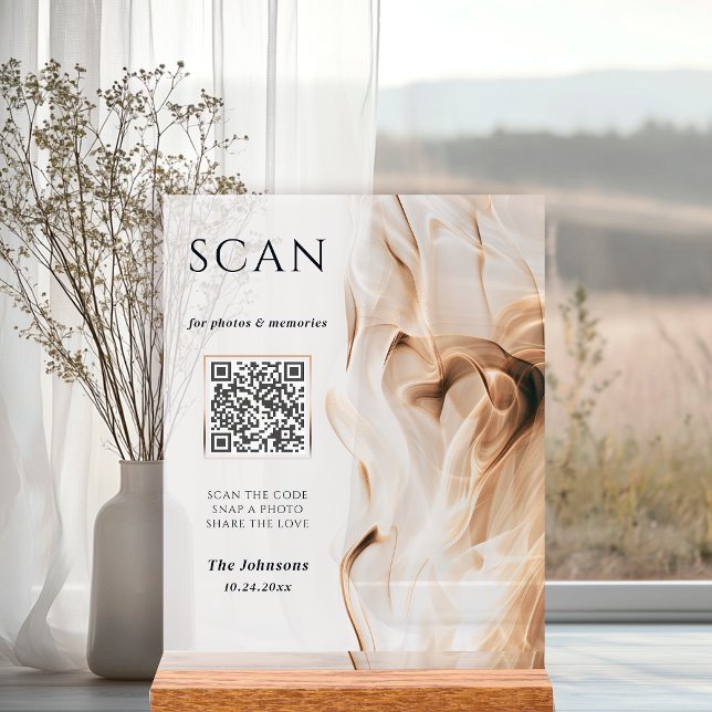 Code QR de mariage en acrylique doré de luxe moder (Créateur téléchargé)