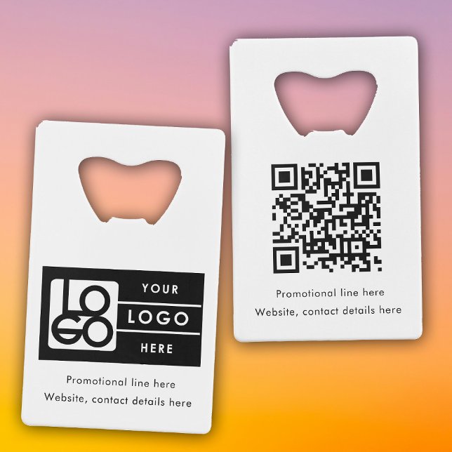 Code QR de promotion de logo de rectangle d'entrep (Business Rectangle Logo Text Promo QR Code Credit Card Bottle Opener)