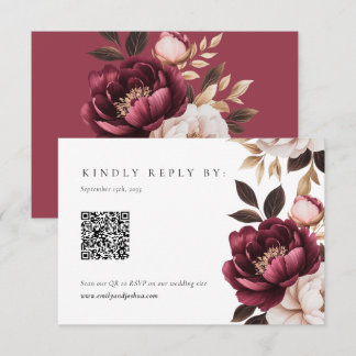 Code QR de réponse de mariage floral élégant borde