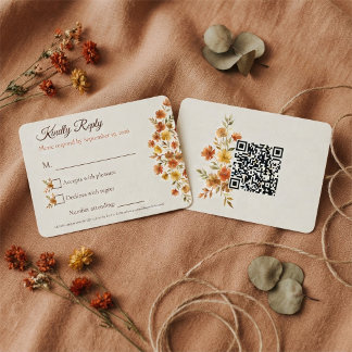 Code QR de réponse pour mariage bohème aux fleurs