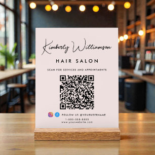 Code QR de signature de style commercial rose