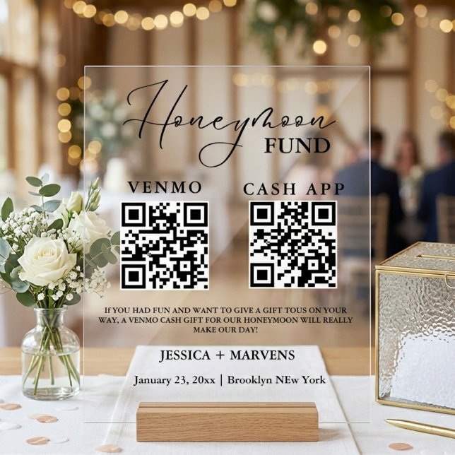 Code QR du fonds de lune de miel Monogramme Modern (Créateur téléchargé)
