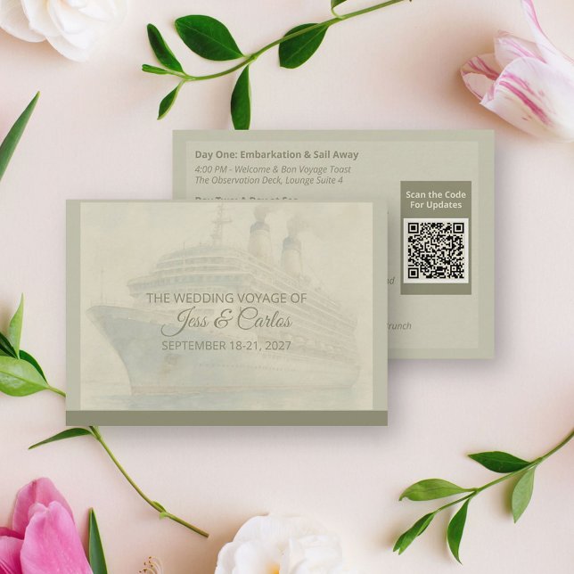 Code QR du programme de mariage sur un bateau de c (Créateur téléchargé)