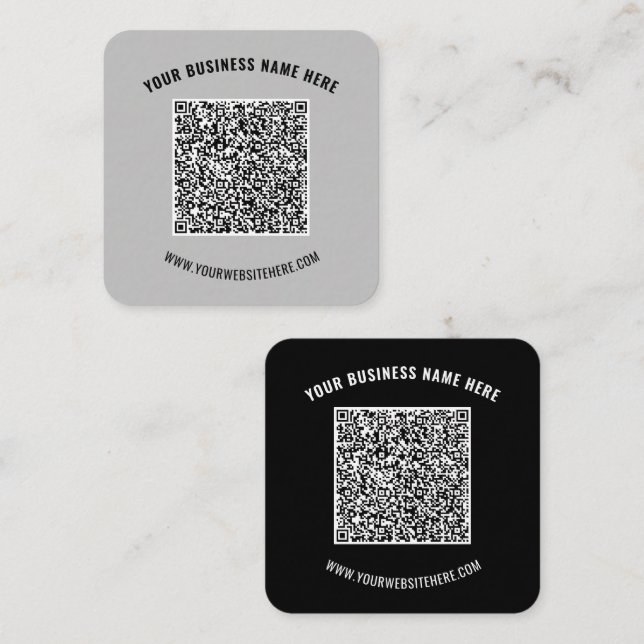 Code QR et Carte de visite de texte personnalisé C (Devant / Derrière)