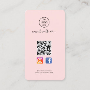 Code QR Facebook Instagram   carte de visite rose 