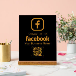 Code QR Facebook pour Entreprise Moderne en Or