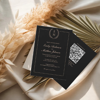 Code QR Faire-part de mariage noir