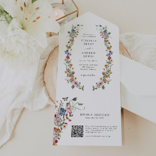 Code QR Fleur Mariage Invitation Tout En Un