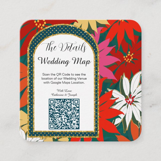 Code QR Fleurs tropicales Carte Mariage & Détails (Devant)