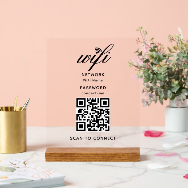 Code QR Internet Wifi Mot de passe Connexion acryl (Mariage)