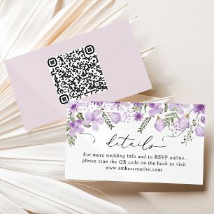 Code QR Lavender Mariage Détails Carte de boîtier
