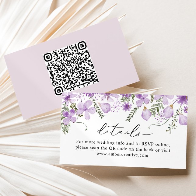 Code QR Lavender Mariage Détails Carte de boîtier (Créateur téléchargé)