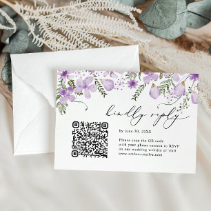 Code QR Lavender Watercolor Mariage floral RSVP