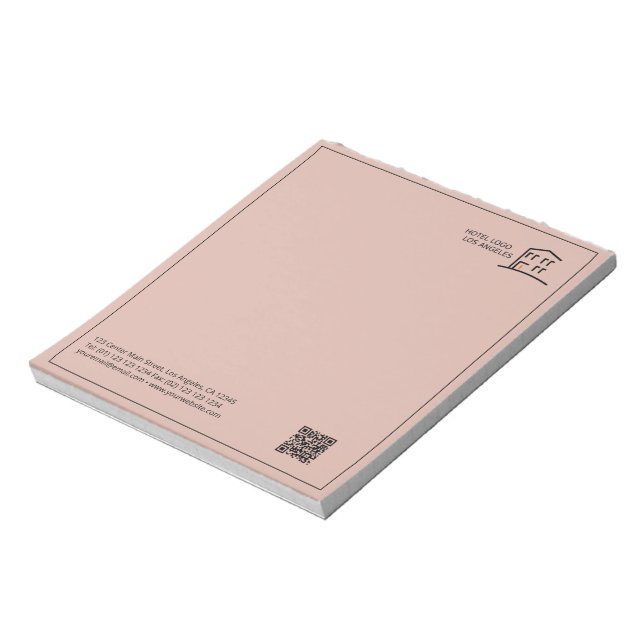 Code QR - Logo professionnel - Bloc-notes rose pro (Tourné)